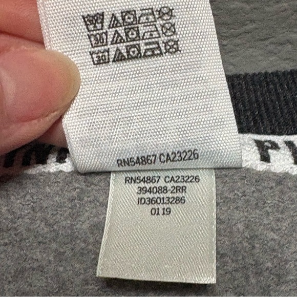 PINK Victoria's Secret Women’s Large Gray and Black Sweatshirt with Red Trim - Picture 10 of 11